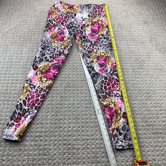 Silver Women's Floral Leggings Plus One Size Stretchable Pants - Picture 5 of 12